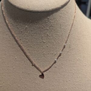 Rose Gold Heart Pendant Necklace with Bead Accents